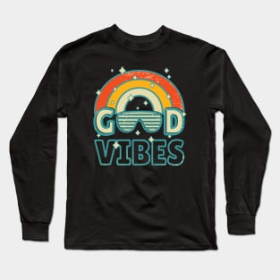 Good Vibes | Retro | Rainbow | 70s | Sunglasses Long Sleeve T-Shirt